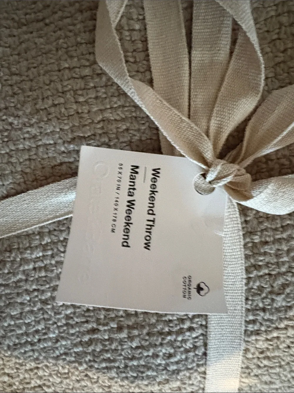 Crate&Barrel Textured Waffle Weave Throw Blanket in Beige